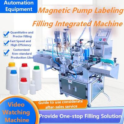 Full automatic double head magnetic pump filling screw cap spray code labeling integrated machine Z200 alcohol perfume mineral water filling
