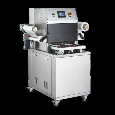 W pełni automatyczna próżniowa maszyna do uszczelniania skóry DQ330VSL z stali nierdzewnej 304 klasy żywnościowej i anodowanej formy aluminiowej 6061 do opakowań MAP