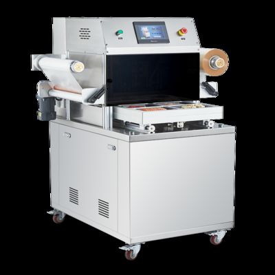 Całkowicie automatyczna próżniowa maszyna uszczelniająca skórę ze stali nierdzewnej 304 klasy żywnościowej i anodowanej formy aluminiowej 6061 do opakowań MAP