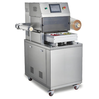 Automatyczna zgrzewarka tac DQ320L-V z przeznaczoną do kontaktu z żywnością stalą nierdzewną 304 i formą z anodowanego aluminium 6061 do pakowania próżniowego