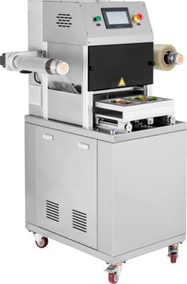 Komercyjny automatyczny uszczelniacz tac DQ320L-E z stali nierdzewnej 304 klasy żywnościowej i anodowanej formy aluminiowej 6061 do opakowań w modyfikowanej atmosferze